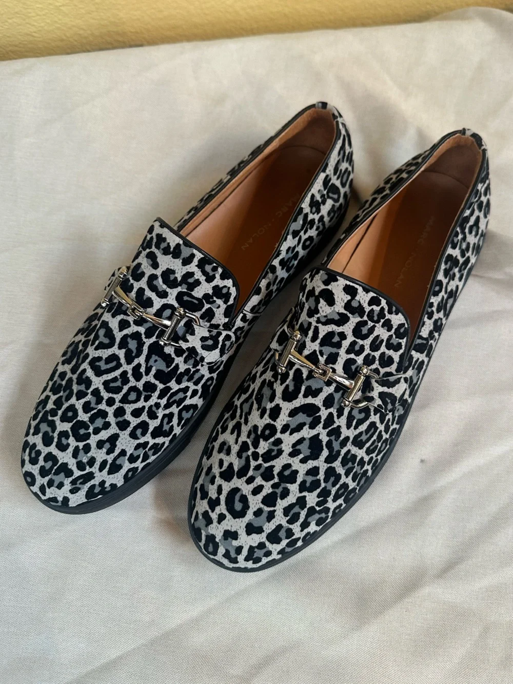 Marc Nolan Boardwalk Faux Suede Leopard Horsebit Slip-On Loafer Sz 14 Like New!